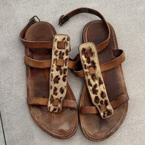 K.Jacques leopard animal print Brown Leather Sandals 37